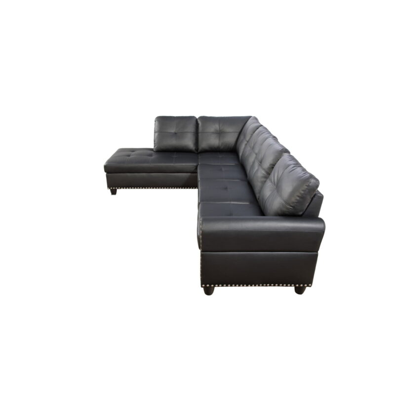 Hommoo Sofa Set, Faux Leather 2-Piece Sofa Living Room Sofa Set,L-Shaped Living Room Sofas,Black - Image 3