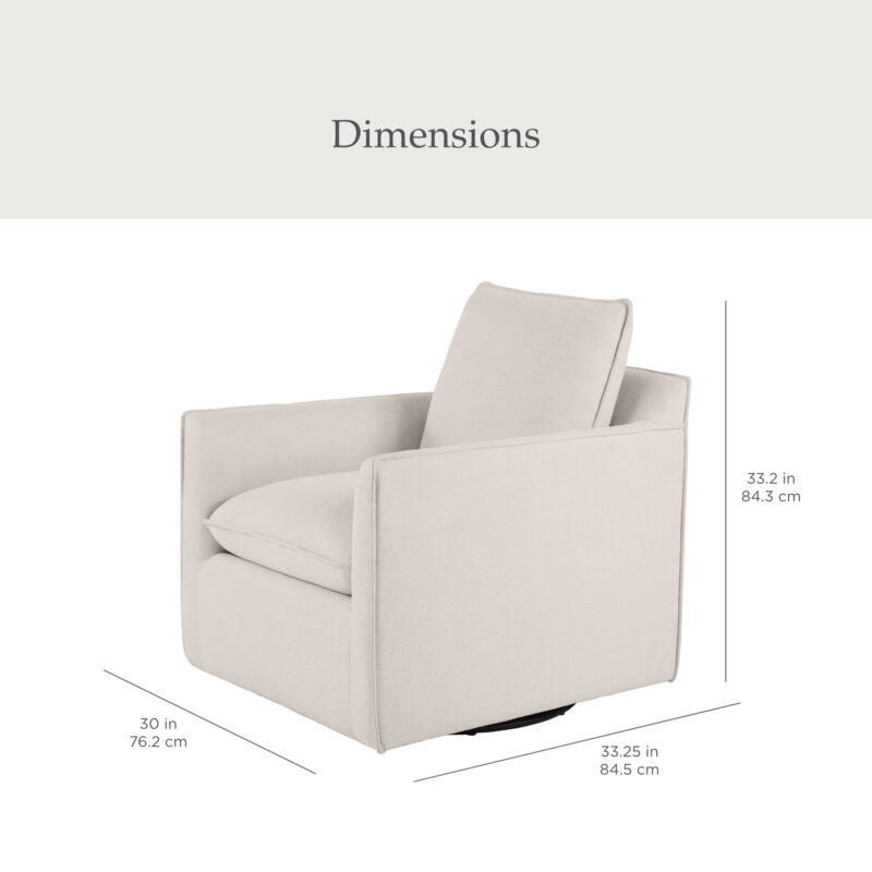My Texas House Briar Swivel Accent Chair, Cream Linen - Image 3