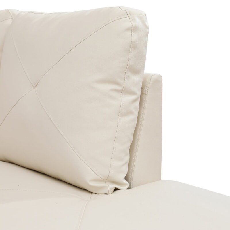 Hommoo Faux Leather Sectional Sofa, 4-Seat L-Shaped Couch, Modern Indoor Living Room Furniture, Apartment, Office, White(Without Ottoman) - Image 5