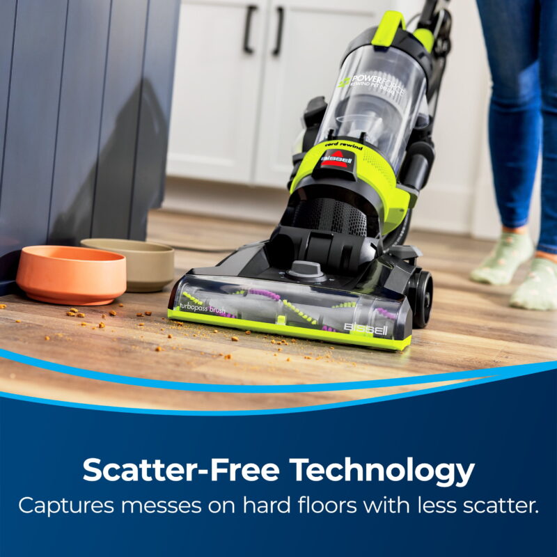 BISSELL Bagless Upright Vacuum, PowerForce Helix Rewind, Pet Deluxe, Live Extension Wand, ScatterFree Tech, Pet TurboBrush, Dusting Brush, Crevice Tool, XL Dust Cup, and Corded Rewind, 3335, Green - Image 6