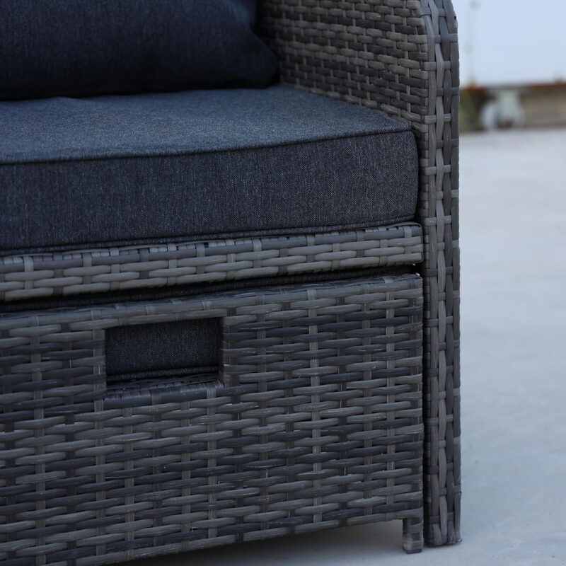 AENKYO Patio Furniture Set Rattan Patio Chair Set with Ottoman, Pillows Included, Perfect for Balcony, Small Space, Porch, 5 Pieces - Image 6