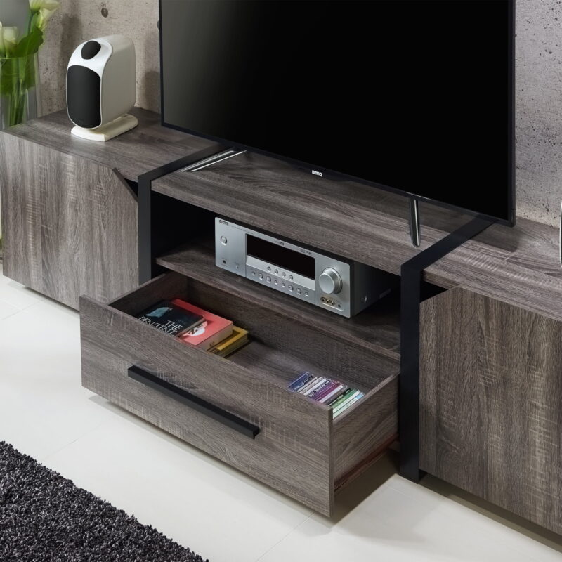 Furniture of America Clipe TV Stand for TVs up to 85", Distressed Gray - Image 3