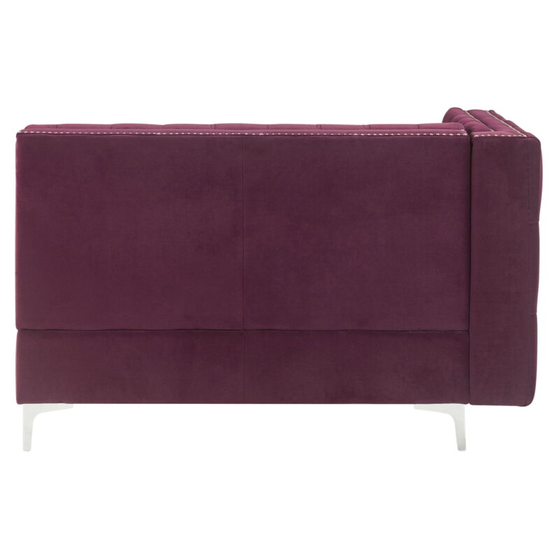 Acme Furniture Contemporary Velvet Nailhead Trim L Shaped Sectional Sofa Set Burgundy - Image 4