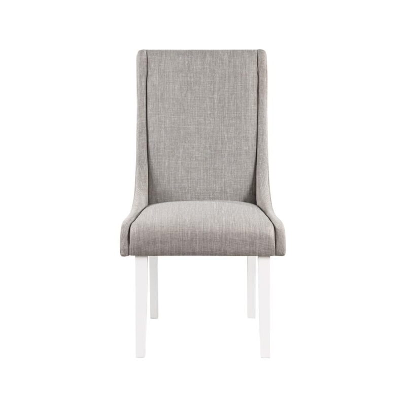 Acme Furniture Hollyn Side Chair (Set-2), Gray Linen & White Finish - Image 2