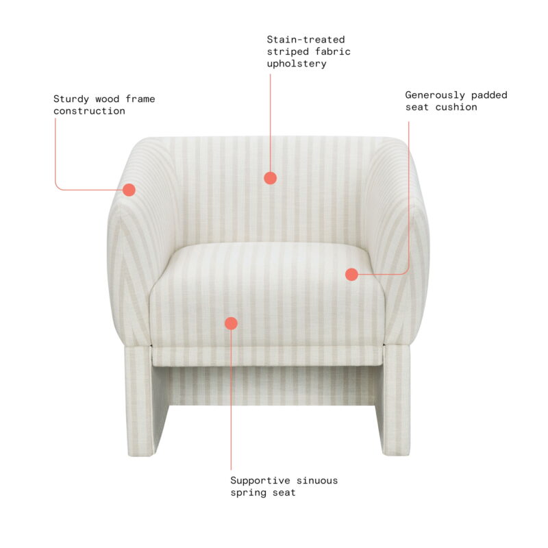 Beautiful Small Space Accent Chair by Drew Barrymore, Beige and White Linen - Image 4