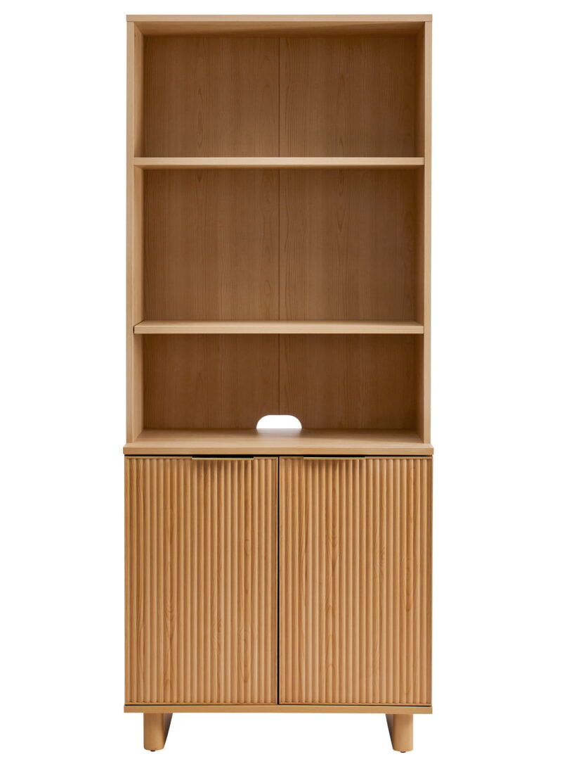 Better Homes & Gardens Lillian Fluted Bookcase with Doors, Natural Pine Finish - Image 3