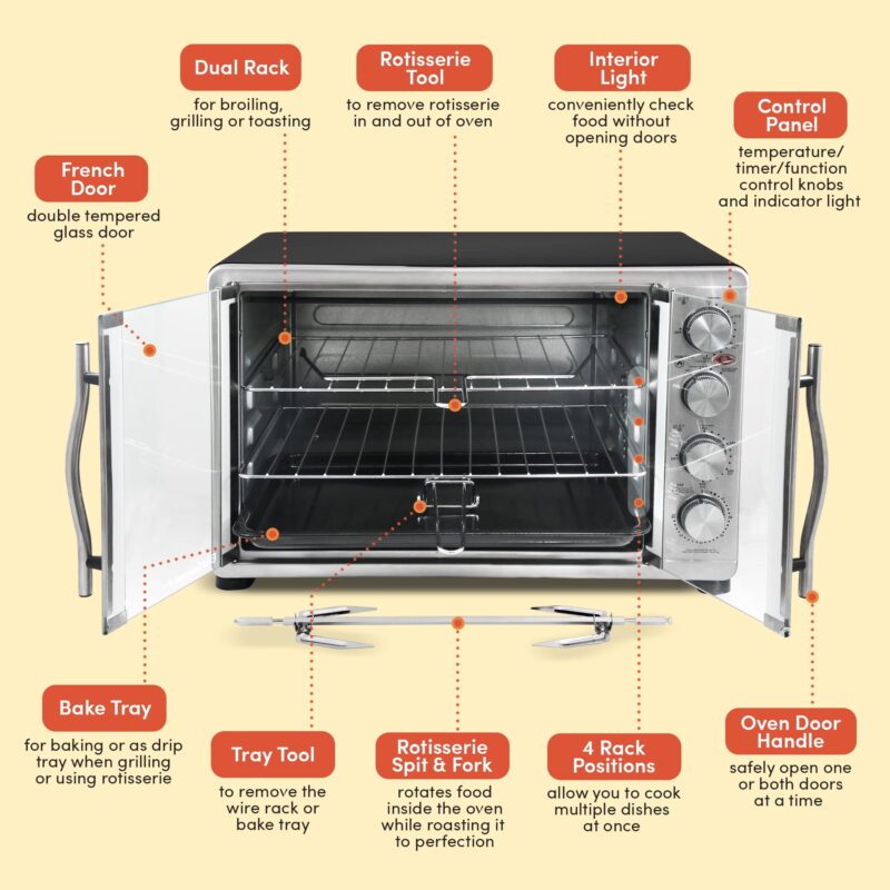 Elite Platinum Double Door Countertop Microwave Oven in Stainless Steel - Image 3