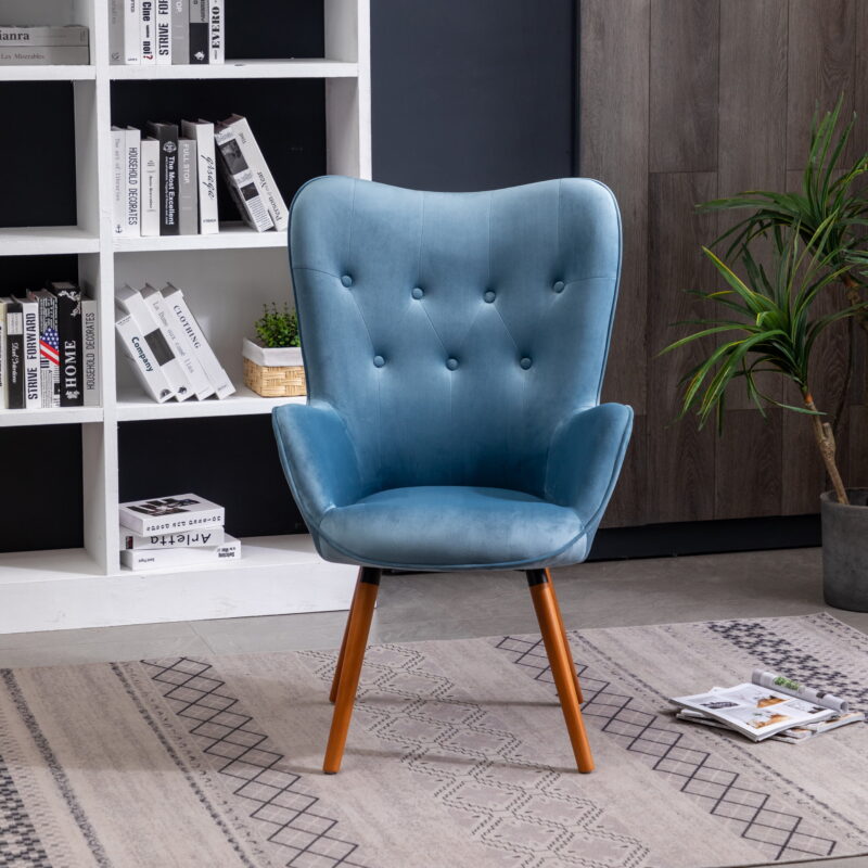 Roundhill Furniture Doarnin Wingback Chair, Blue - Image 6