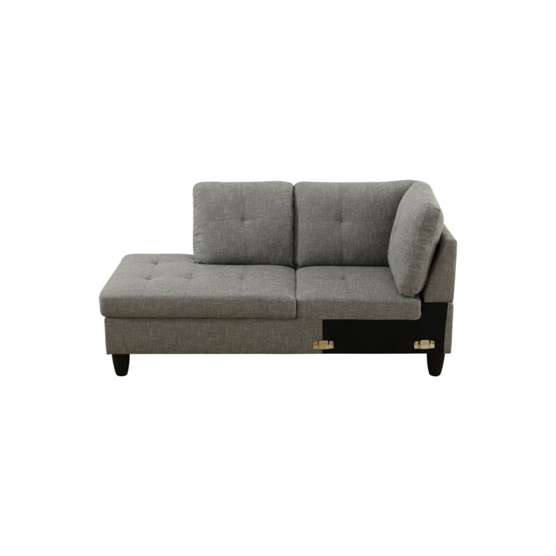 Hommoo Modern Flannel Living Room Furniture Sets Sectional Couches and Sofas, L-Shaped Sectional Couch Sofa, Grey(No Ottoman) - Image 3