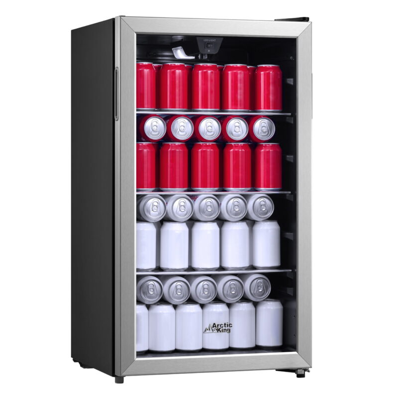 Arctic King 115-Can Beverage Fridge & Cooler, Stainless Steel Look, ARV115B1AST - Image 2