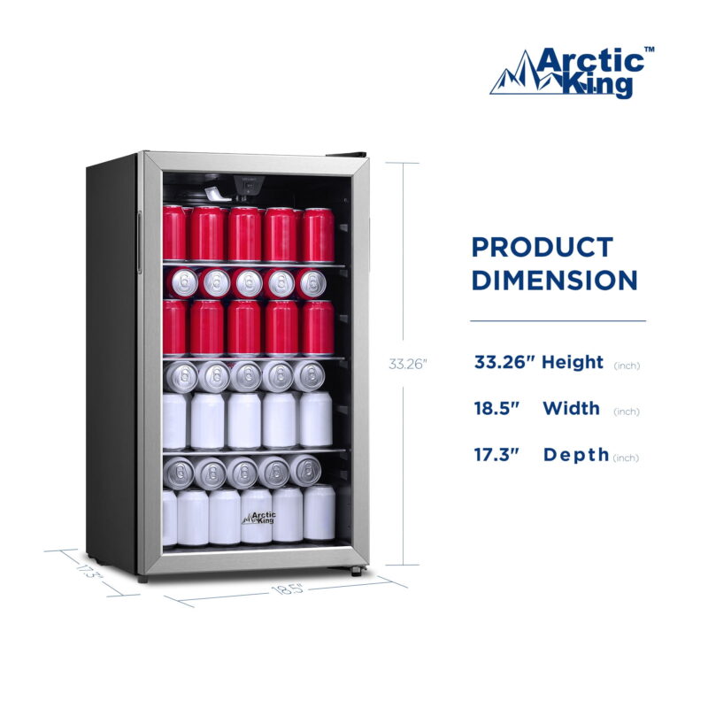 Arctic King 115-Can Beverage Fridge & Cooler, Stainless Steel Look, ARV115B1AST - Image 5