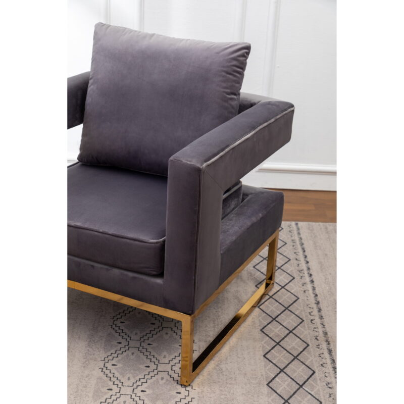Roundhill Furniture Lenola Contemporary Upholstered Accent Arm Chair, Gray - Image 4