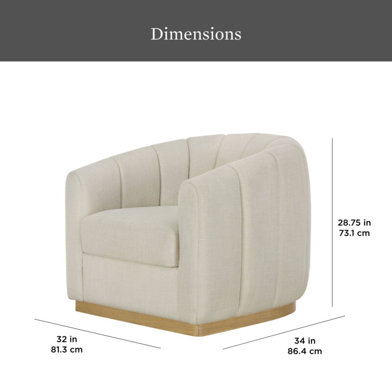 Better Homes & Gardens Lillian Accent Swivel Chair, Cream Linen - Image 3