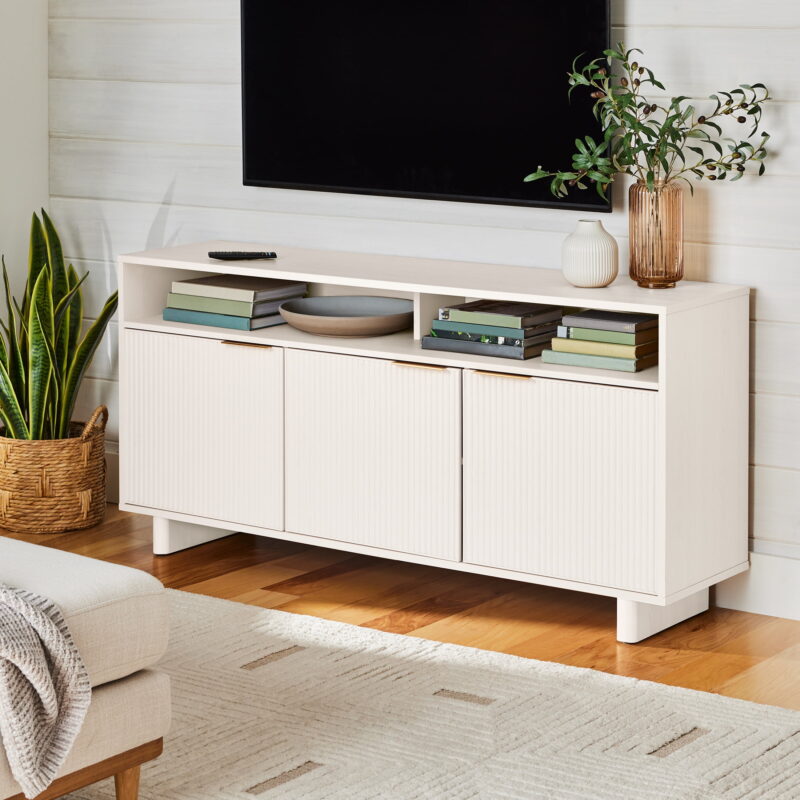 Better Homes & Gardens Lillian Fluted TV Stand for TVs up to 70", White Finish - Image 2
