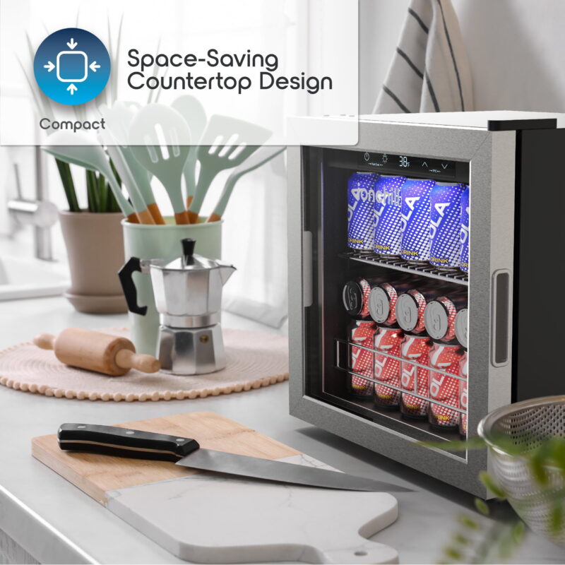 Ionchill 48-Can Mini Fridge, Compact Beverage Refrigerator with Smart Temperature Control & Standard Door, 1.4 Cu. ft., 17.3 in., New - Image 7