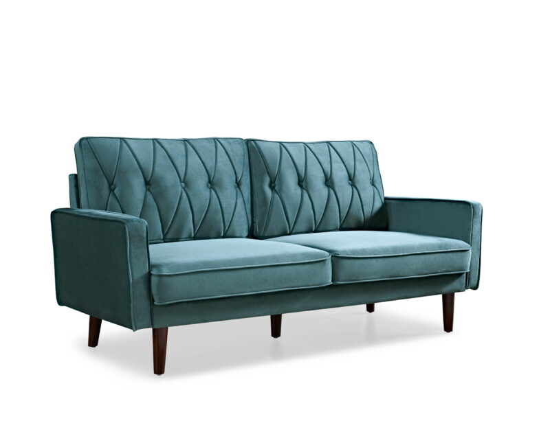 US Pride Furniture Feemster 69.3'' Velvet Square Arm Sofa, Blue/Green - Image 3