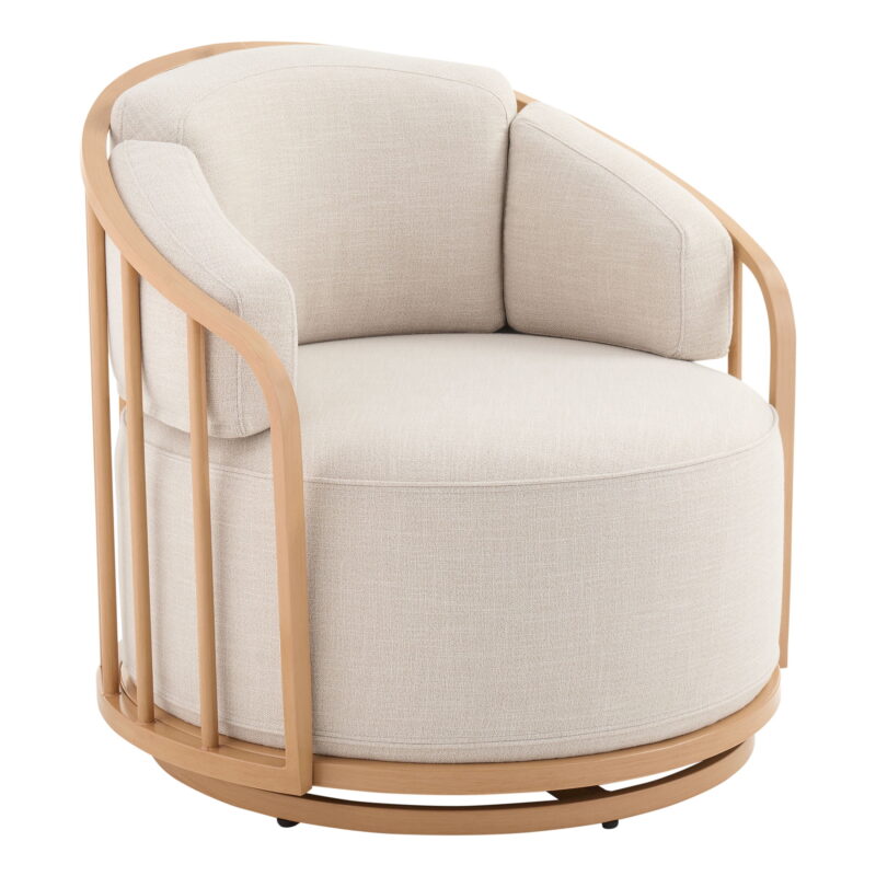 Better Homes & Gardens Lillian Swivel Birdcage Accent Chair, Cream Linen - Image 6