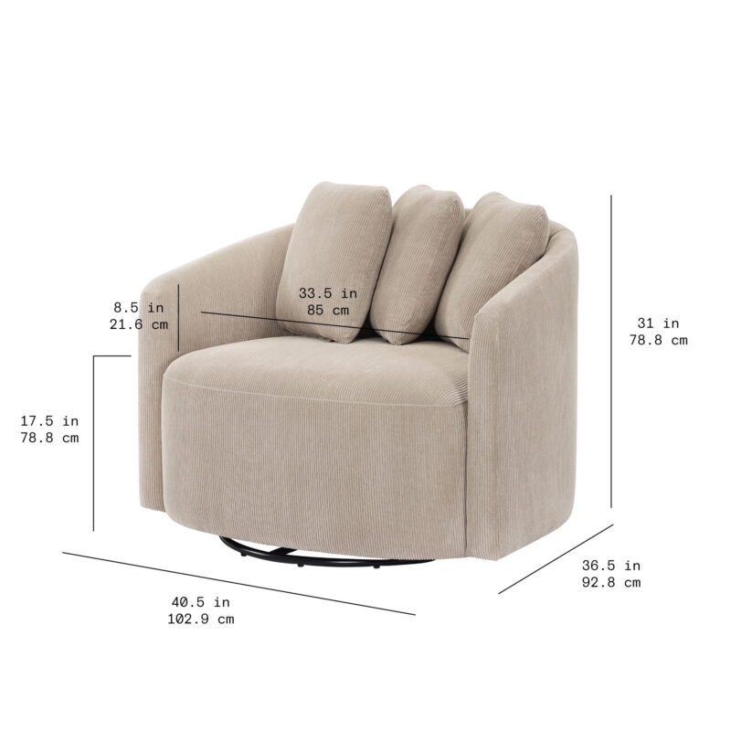 Beautiful Drew Accent Chair by Drew Barrymore, Fawn Cord - Image 3