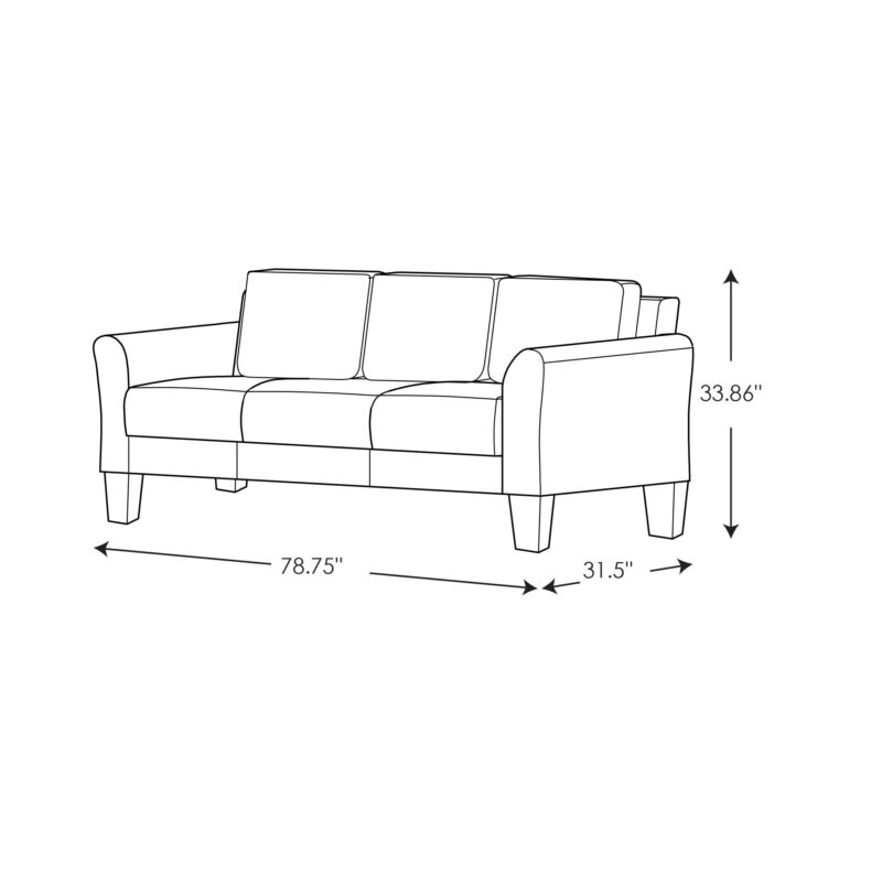 Lifestyle Solutions Alexa Sofa with Rolled Arms, Gray Fabric - Image 5