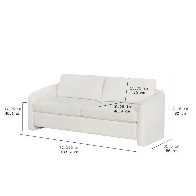 Beautiful Drew 72.2" Sofa by Drew Barrymore for Adults, Cream Bouclé - Image 3