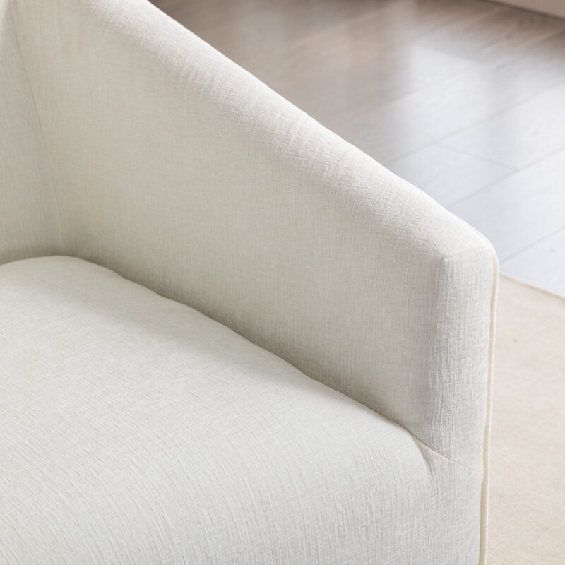 Roundhill Furniture Nice Modern Upholstered Barrel Armchair, 360 Degree Swivel, White - Image 3