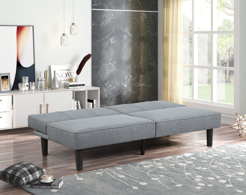 Mainstays 66" Studio Futon, Gray Linen Upholstery - Image 5