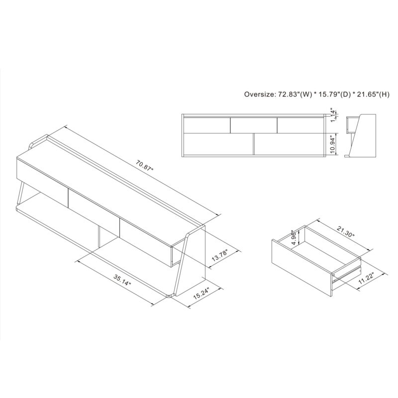 Furniture of America Taren TV Stand for TVs up to 80", Light Walnut - Image 6