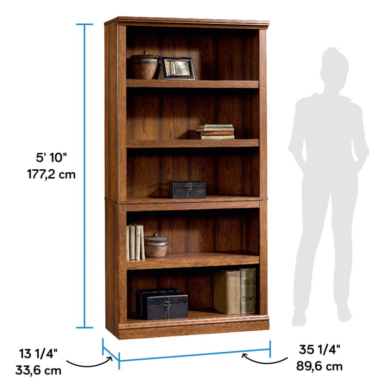 Sauder Select 5 Shelf Bookcase, Washington Cherry Finish - Image 6