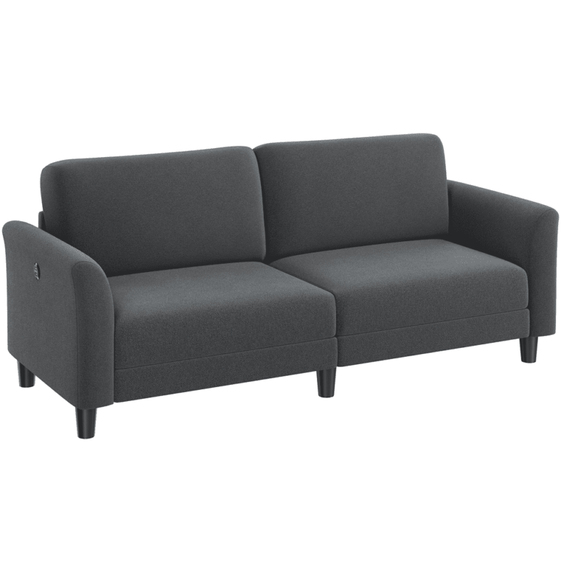 Alden Design 2-Seater 67"W Upholstered Sofa with USB Charging Ports for Living Room, Dark Gray - Image 3