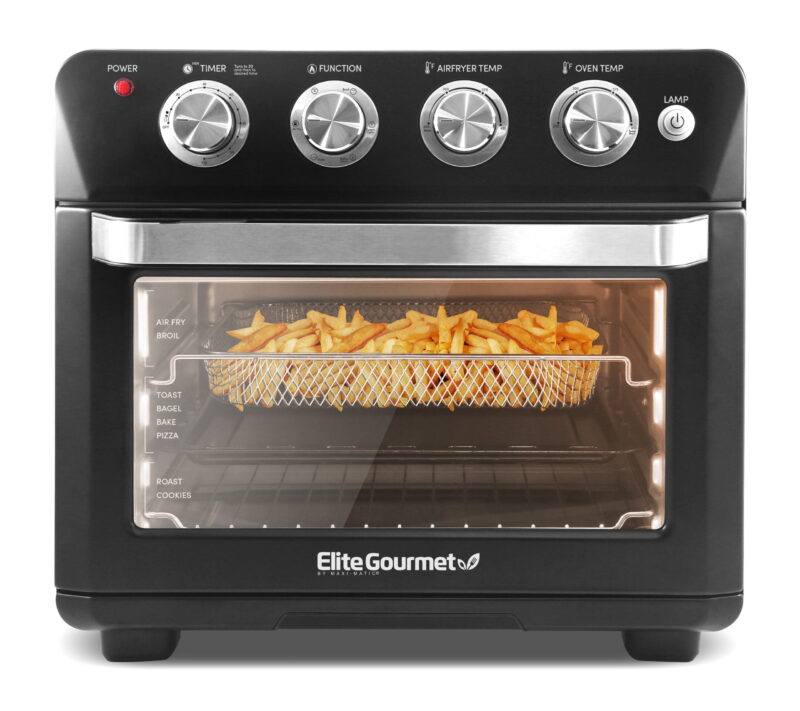 Elite Gourmet Deluxe Air Fryer Oven 25qt, Black - Fast Fry, Bake, Roast, Dehydrate - Image 2