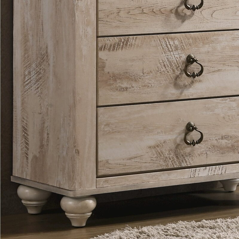 Roundhill Furniture Imerland Contemporary White Wash Finish Patched Wood Top 5-drawer Chest - Image 5