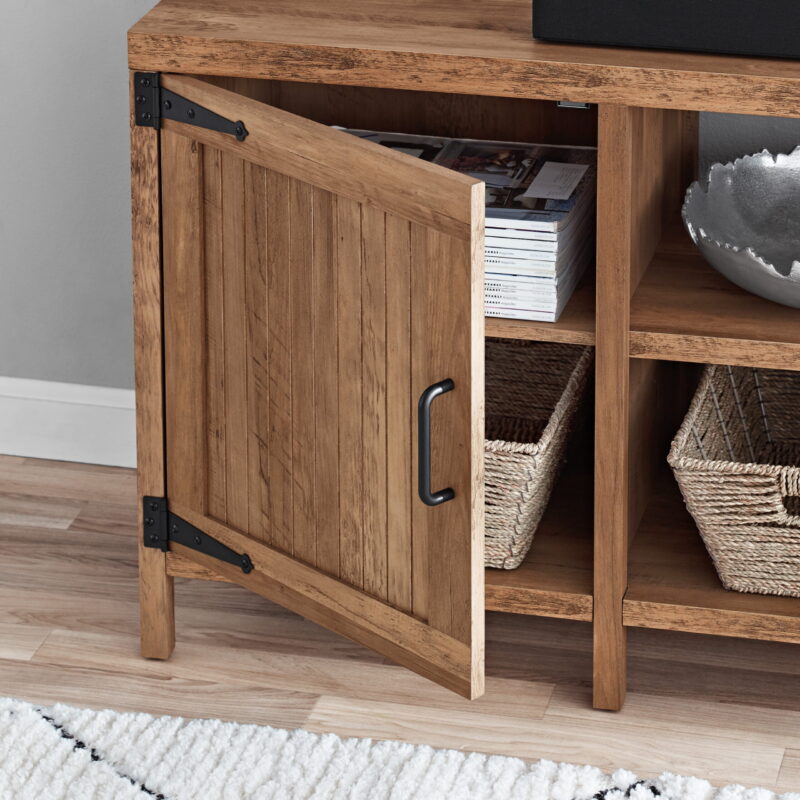 Mainstays Farmhouse TV Stand for TVs up to 70", Rustic Weathered Oak - Image 7