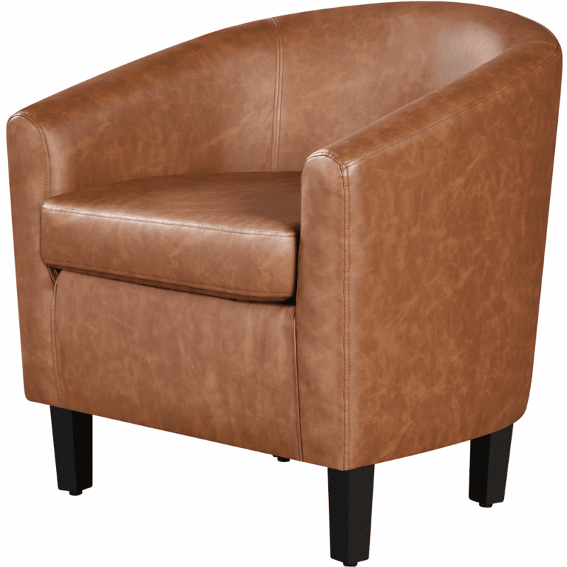Renwick Faux Leather Barrel Accent Chair for Living Room, Set of 2, Brown - Image 7