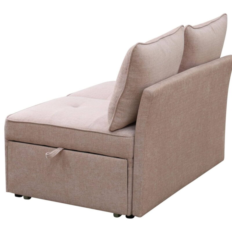 4-in-1 Convertible Futon Pull Out Sofa Bed, Modern Single Sleeper Couch Bed with 2 Pillows for Home Living Room Dorms, Pink - Image 3