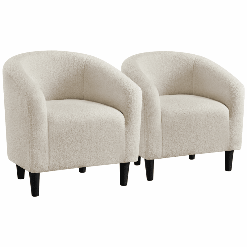 Renwick Modern Upholstered Tub Chair for Living room, Set of 2, Ivory Boucle - Image 2