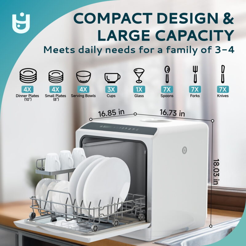 EUHOMY Portable Countertop Dishwashers with 5-Liter Built-in Water Tank and Air-Dry Function - Image 5