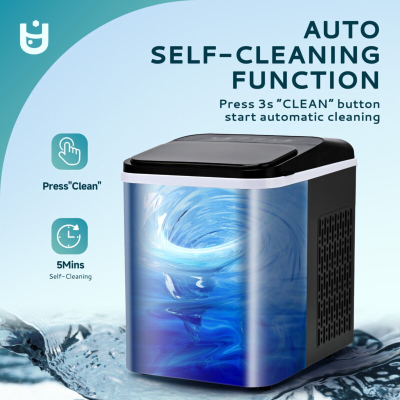 EUHOMY 35lbs/24H Nugget Ice Maker Countertop, Pebble Ice Maker Machine with Auto-Cleaning, Black - Image 4