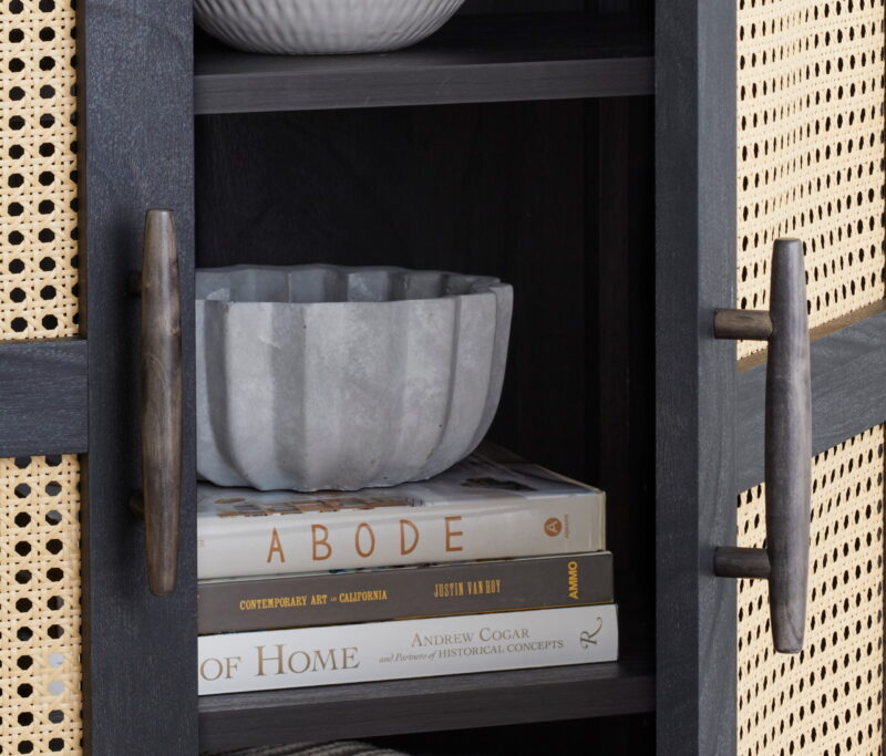 Better Homes & Gardens Springwood Caning Storage Accent Cabinet, Charcoal Finish - Image 5