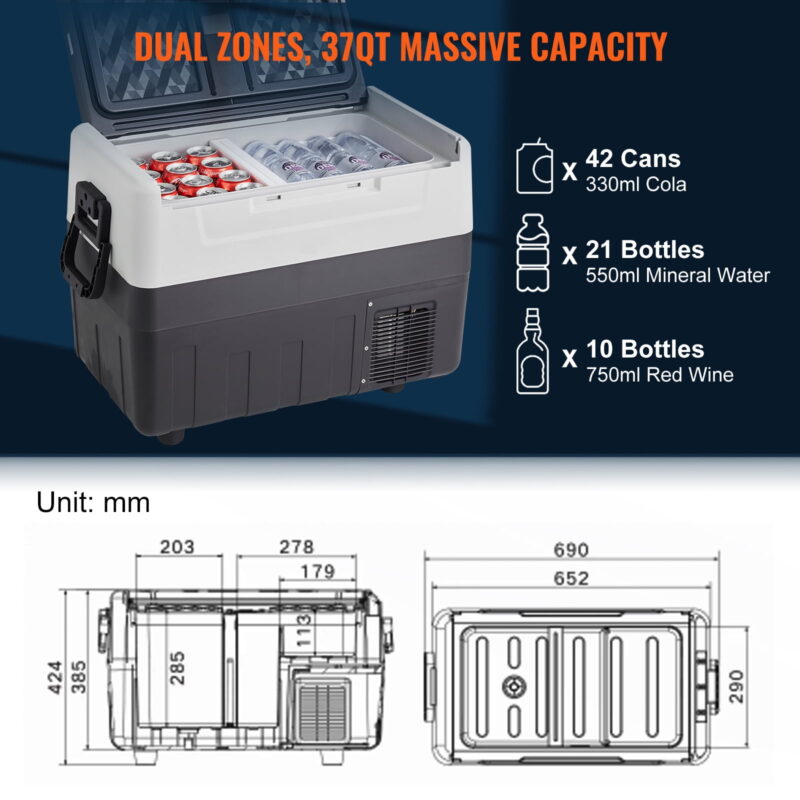 BENTISM 37 qt Dual Zone Car Refrigerator with App Control and Wheels - Image 7