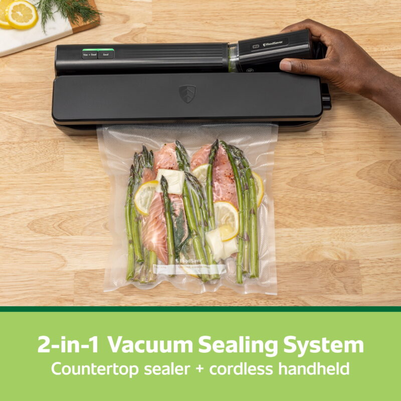 (2 pack) FoodSaver Handheld+ 2-in-1 Vacuum Sealing System, Handheld and Countertop Vacuum Sealer, Matte Black - Image 3