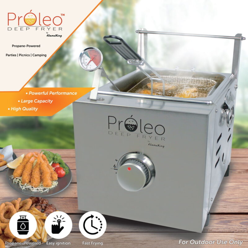 Flame King Proleo Tabletop Propane Deep Fryer with Oil Thermometer 5ft Propane Hose, 2.5 gal Capacity - Image 5