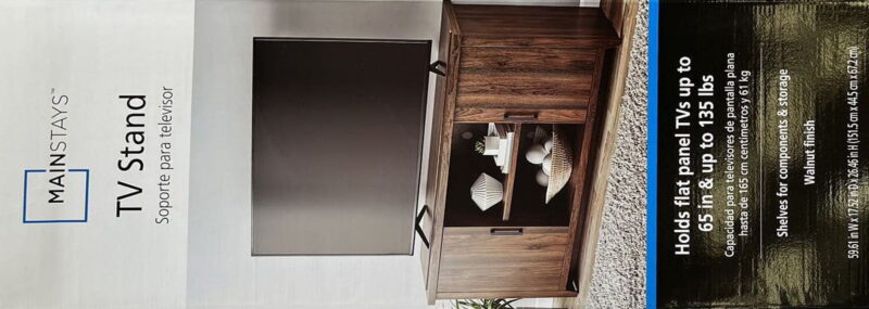 Mainstays TV Stand for TVs up to 65", Canyon Walnut - Image 7