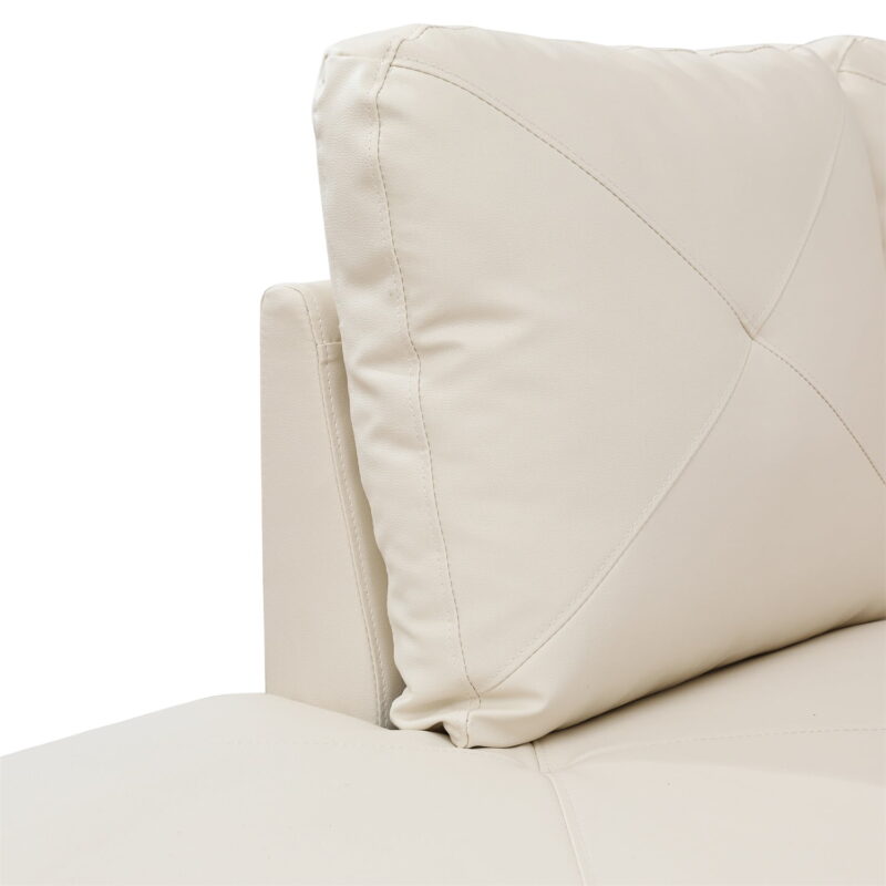 Hommoo Faux Leather Sectional Sofa, 4-Seat L-Shaped Couch, Modern Indoor Living Room Furniture, Apartment, Office, White(Without Ottoman) - Image 5