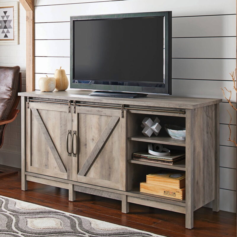 Better Homes & Gardens Modern Farmhouse TV Stand for TVs up to 70", Rustic Gray - Image 4
