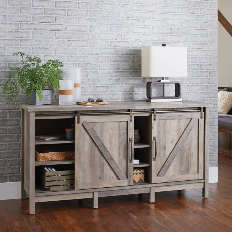 Better Homes & Gardens Modern Farmhouse TV Stand for TVs up to 70", Rustic Gray - Image 3