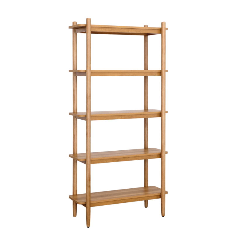 Better Homes & Gardens Springwood 5 Shelf Bookcase with Solid Wood Frame, Light Honey Finish - Image 2