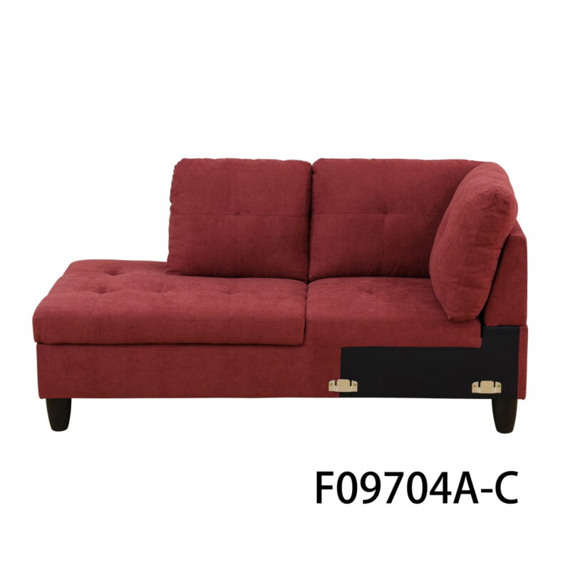 Hommoo L Shaped Couch Set Sectional Sofa Set, Flannel Living Room Furniture Sets, 4-Seat Couches and Sofa Set for Home, Apartment, Dorm, Red(No Ottoman) - Image 5