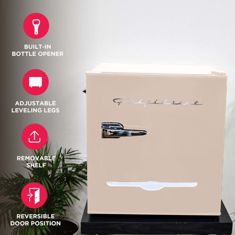 Frigidaire 1.6 Cu ft. Retro Compact Refrigerator with Side Bottle Opener, Coral - Image 4
