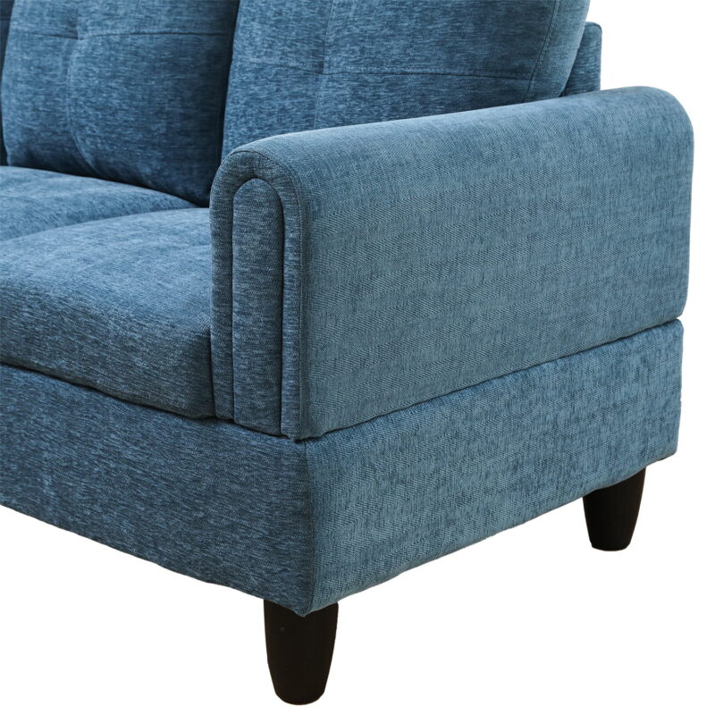 Hommoo Flannel Living Room Furniture Sets, 4-Seat Couches and Sofa Set, L Shaped Couch Set Sectional Sofa Set for Home, Apartment, Dorm, Blue(No Ottoman) - Image 7