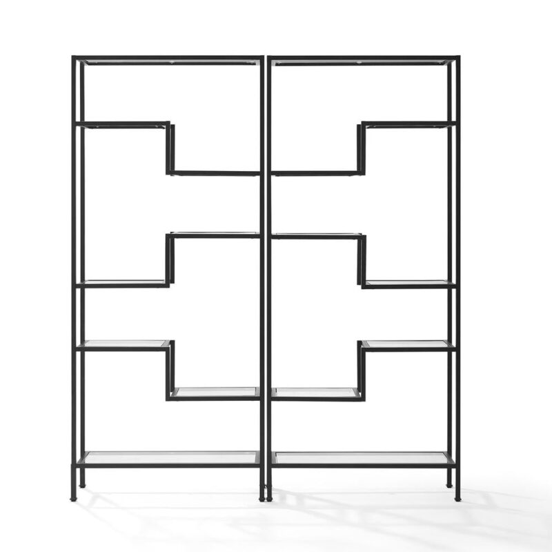Crosley Furniture Sloane Metal Etagere in Matte Black (Set of 2) - Image 2